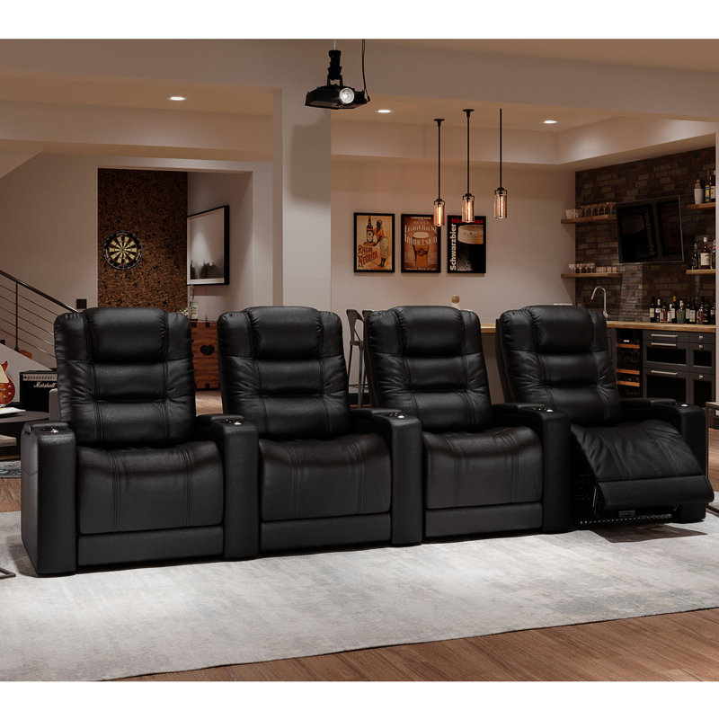 Orren Ellis Nero 142.25'' Wide Home Theater Seating with Cup Holder